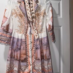 SHEIN Nautical Print Midi Dress in Pastel Hues